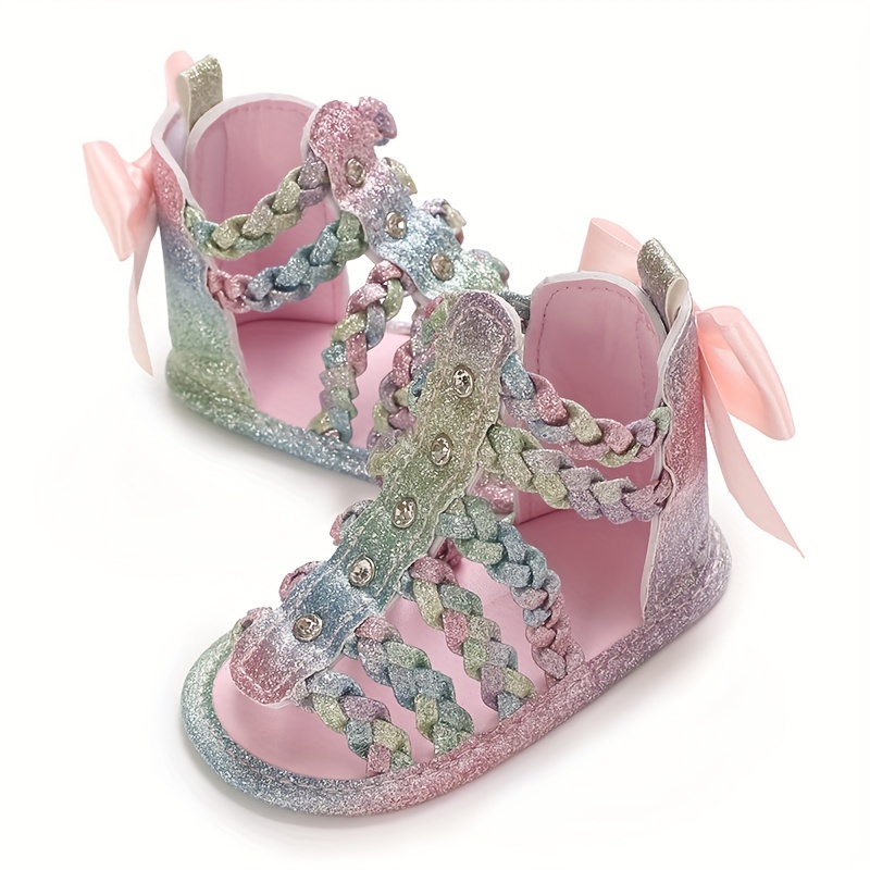 Trendy Cute Bowknot Decor Hollow Sandals For Baby Girls, Breathable Lightweight Walking Shoes For Summer
