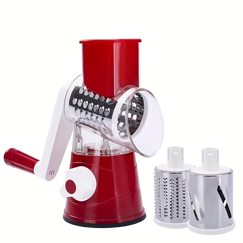 TEMU 1 Set, Multifunctional 3-in-1 Cheese Grater, Vegetable Slicer And Fruit Slicer Manual Food Grater For Potatoes And Vegetables, Desktop Drum Grater Kitchen Gadget For Easy Preparation