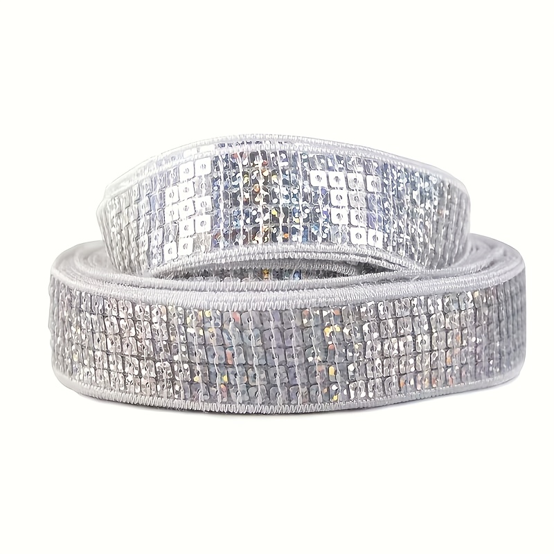 TEMU Nastro in Raso con Paillettes e Bordatura in Pizzo Iarde, per Tessuti da Cucito, Utilizzato per Abiti, Abbigliamento, Accessori per Capelli,