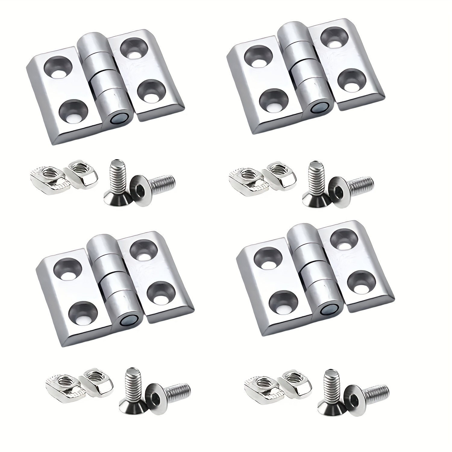 E-shop Set mit 4 modernen, polierten Türscharnieren für 2020 Profil-Extrusionsrahmen - Inklusive Schrauben, industrielle Hardware-Ergänzungen,