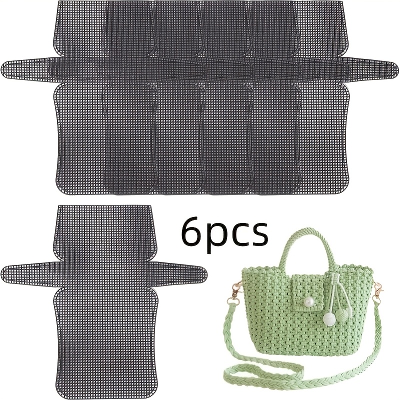 TEMU 6pcs Feuilles de toile en plastique, coussinets de pour fond de sac, gabarit de fabrication de sac à main pour fil à tricoter, broderie