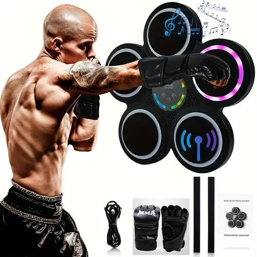 boxing machine with gloves colorful lights and music 9 5 volume levels boxing training machine smart counting boxing machine electronic boxing training agility training equipment christmas gift best for christmas thanksgiving