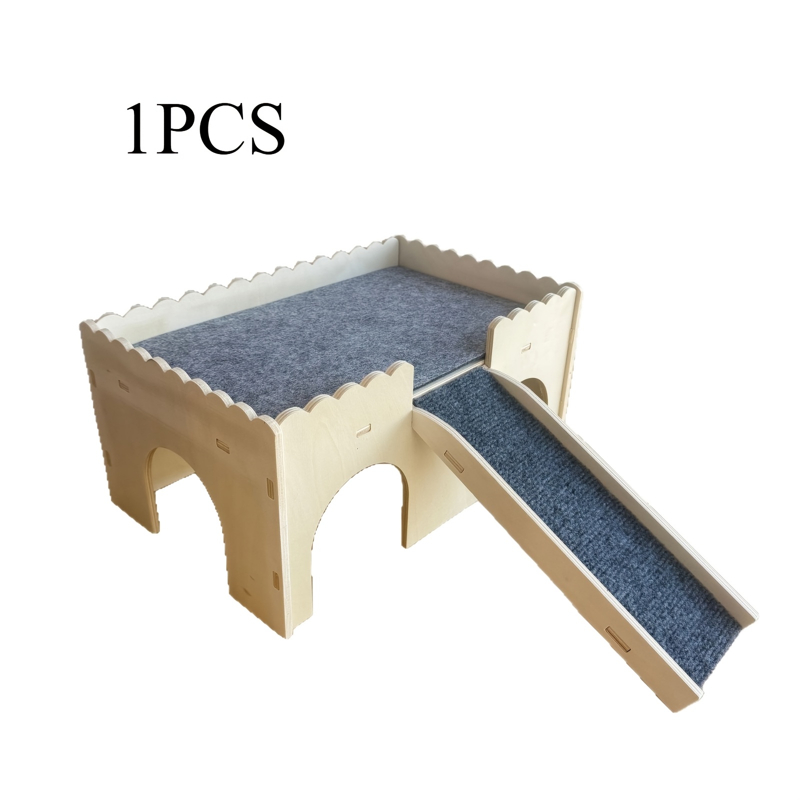 Wooden Hamster Castle, Guinea Pig And Small Animal Playhouse Hideout, Detachable Two-story Pet House With Stairs