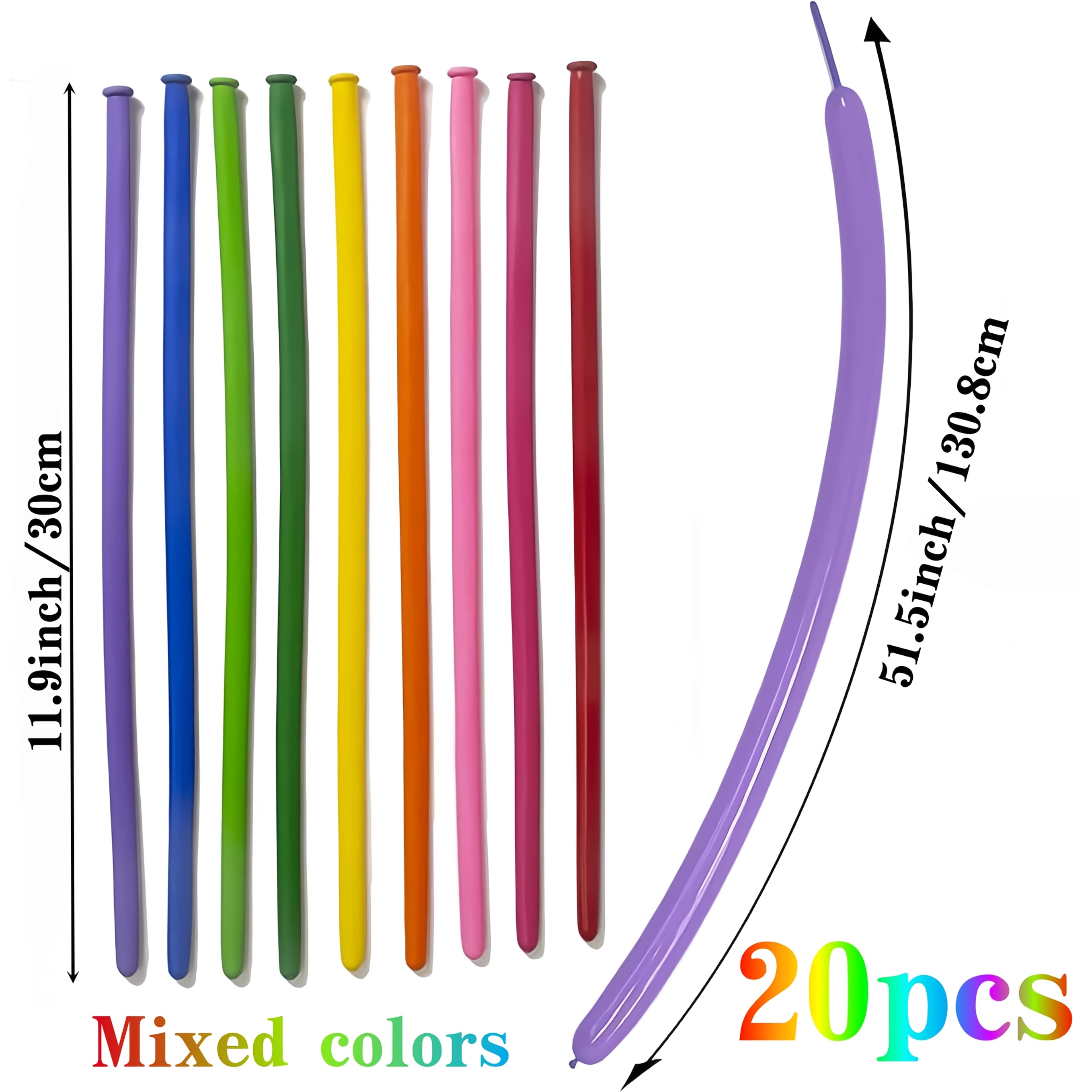 TEMU 80/50/20 Mixed Pack Christmas Halloween Thicker Long Twisted Balloons, Vibrant Color Latex Balloons (random Colors), Suitable For Diy Animals