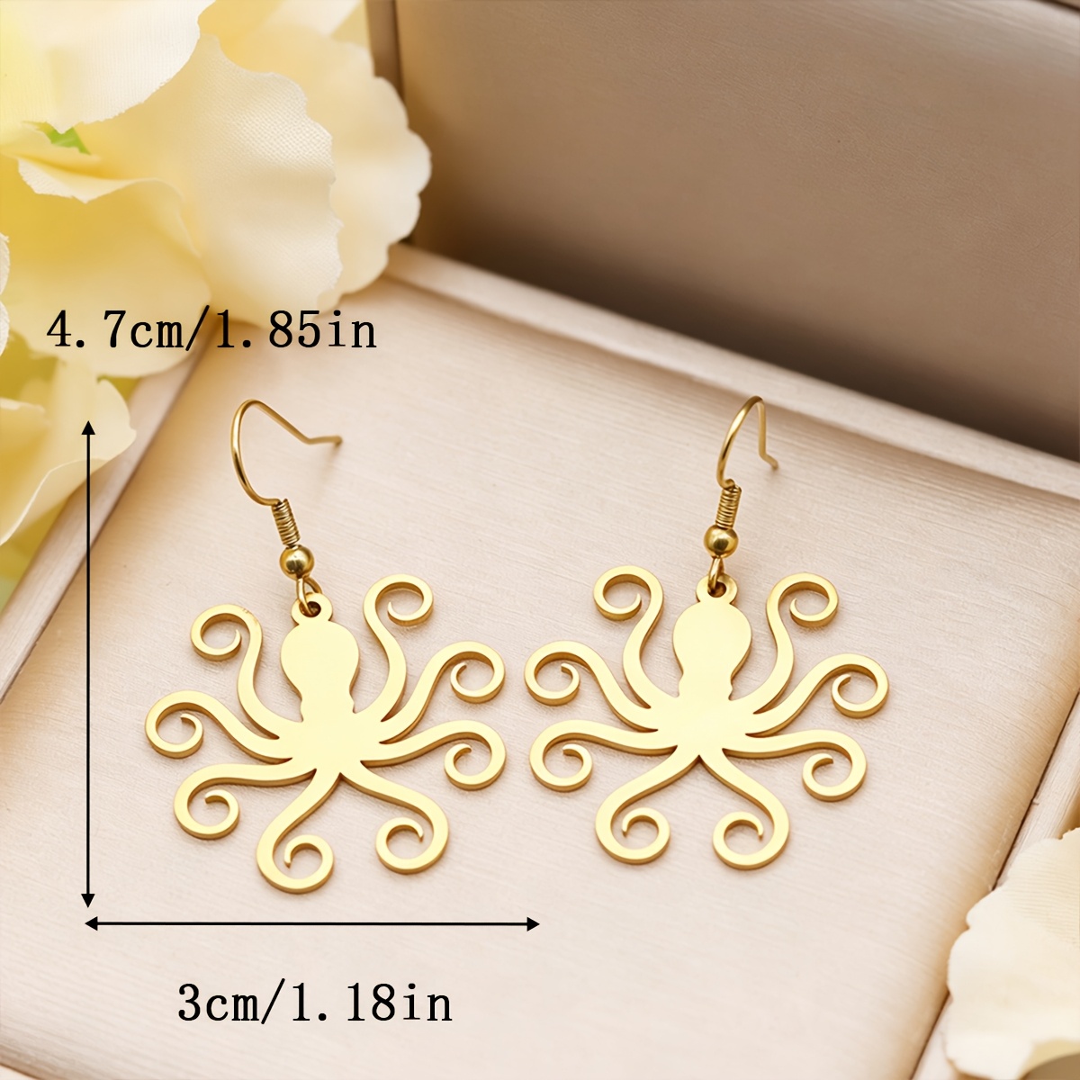 Line Art Octopus Drop Earrings Stainless Steel Ocean Kraken Silhouette