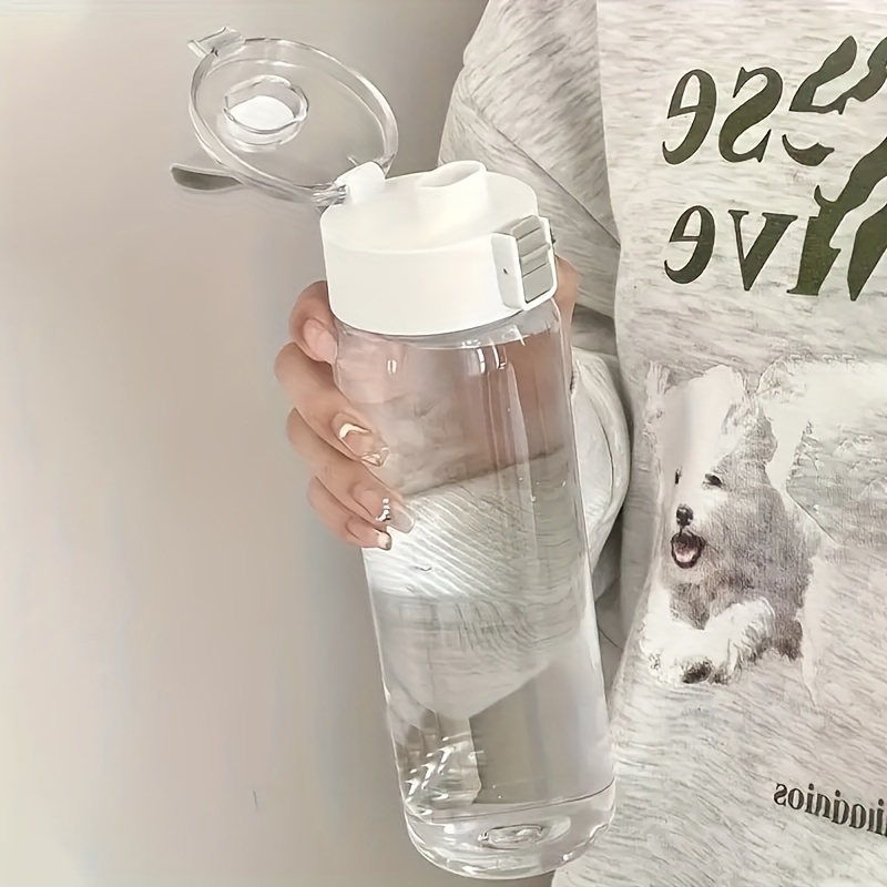 

1pc 800ml/500ml/350ml Transparent Leakproof Water Cup, 27.05oz/16.91oz/11.83oz Flip Top Plastic Water Bottle, For Fitness, Outdoor Sports And Travel