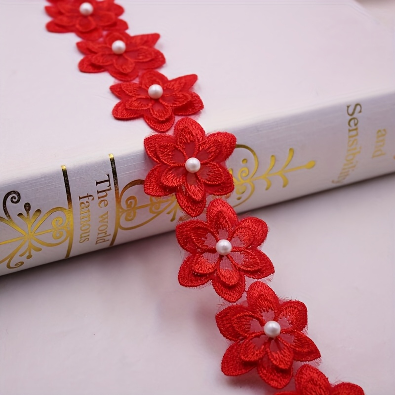 TEMU 【10個】フラワー パール ビーズ 刺繍 フラワー ビーズ レース リボン トリム 手作り ソーイング用品