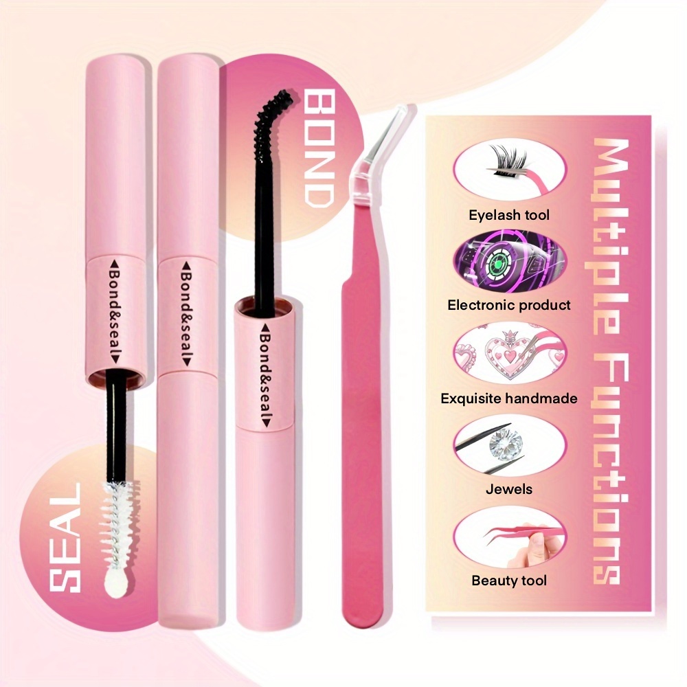 waterproof eyelash extension kit with brush and tweezers black quick drying 72 hours hold comfortable applicator tool details 0