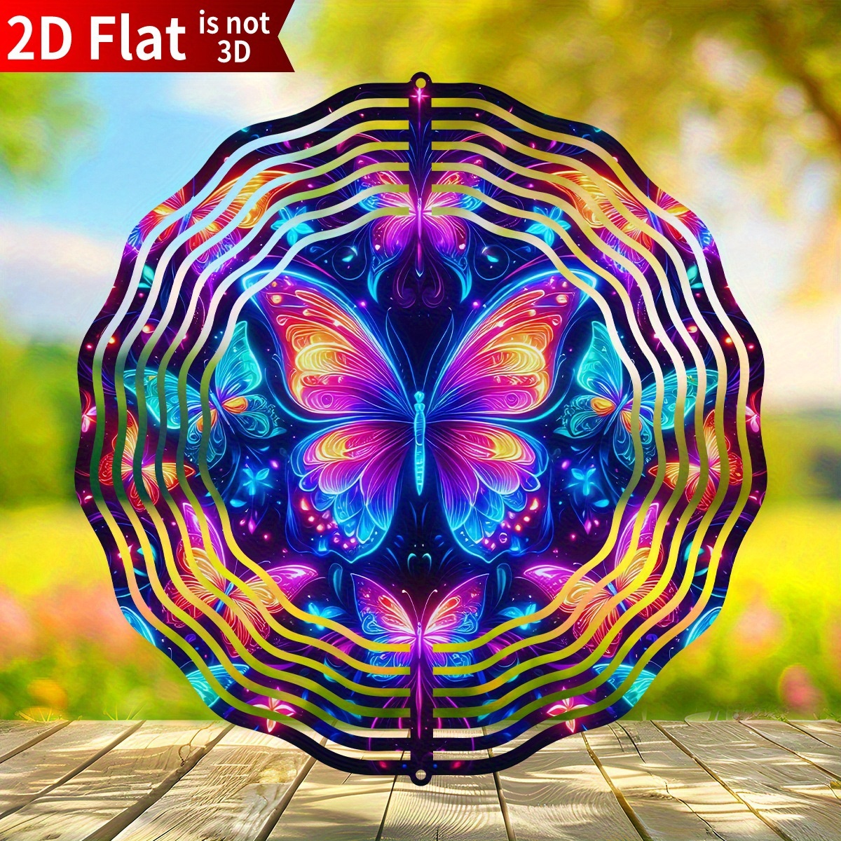 Girandola A Vento 3D Farfalla In Metallo 30,5 Cm - Decorazione Da Giardino Esterno - 2