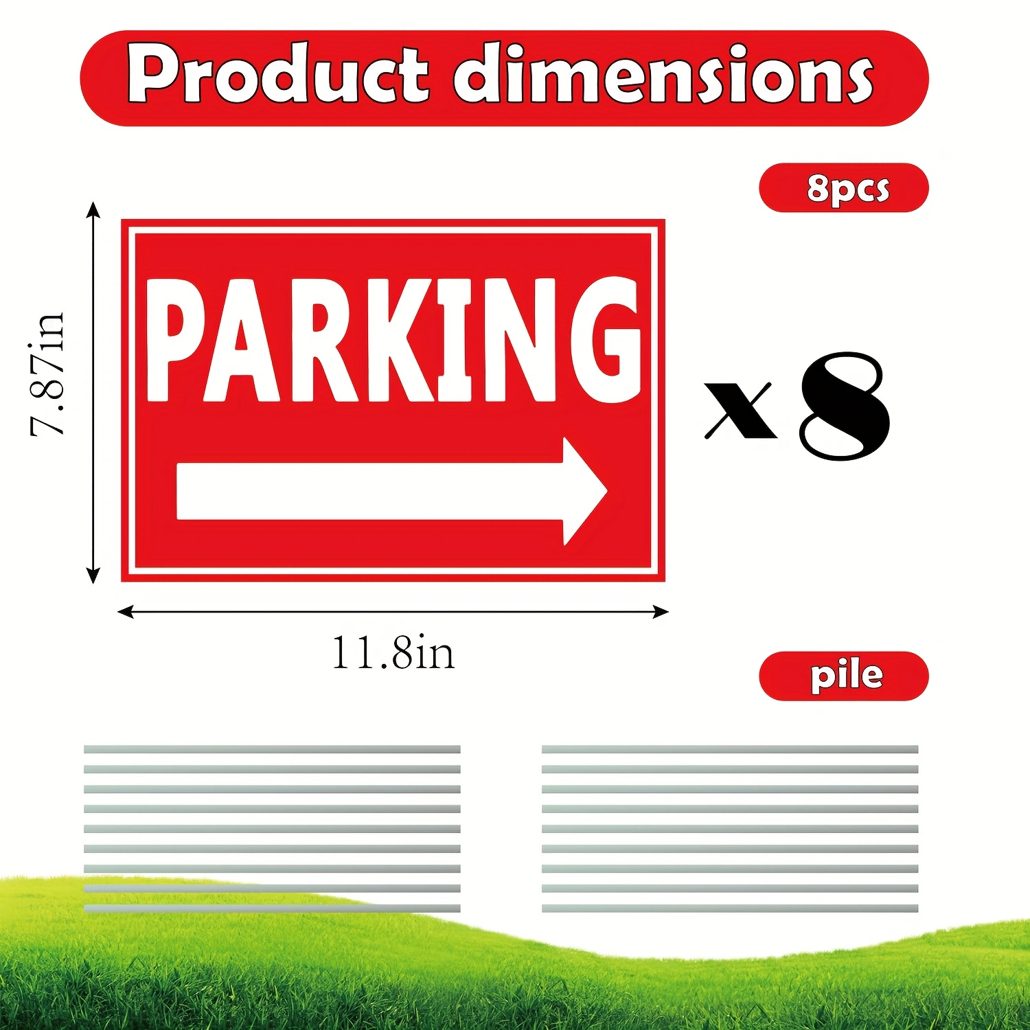 8pcs Double-Sided Parking Signs with Stakes - Durable Plastic Directional Arrows for Yard, Driveway & Outdoor Use -  , Weather-Resistant, Decorative Lawn Stakes   & Navigation, Yard Signage, Clear Signage,   Material, Property Managers