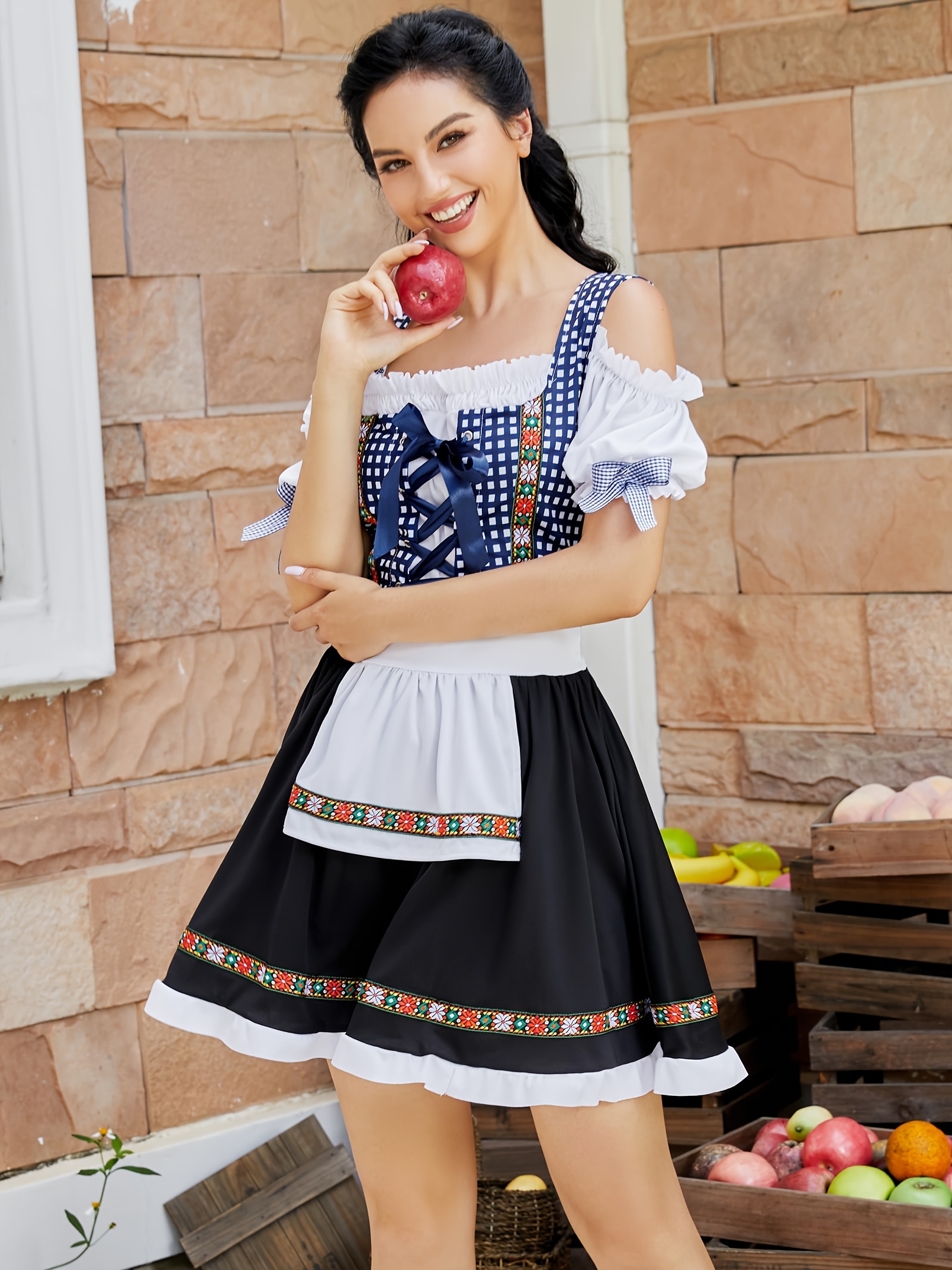 Oktoberfest Tenue Bavaroise Traditionnelle Femme Dirndl Costume