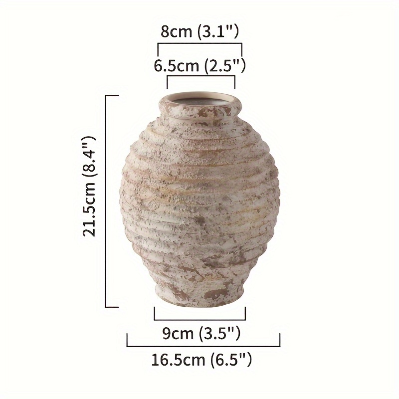 Retro Nostalgic Rough Clay Pottery Vase 21.5cm Room Decoration Vases Vintage Handmade Style Home Decor Items