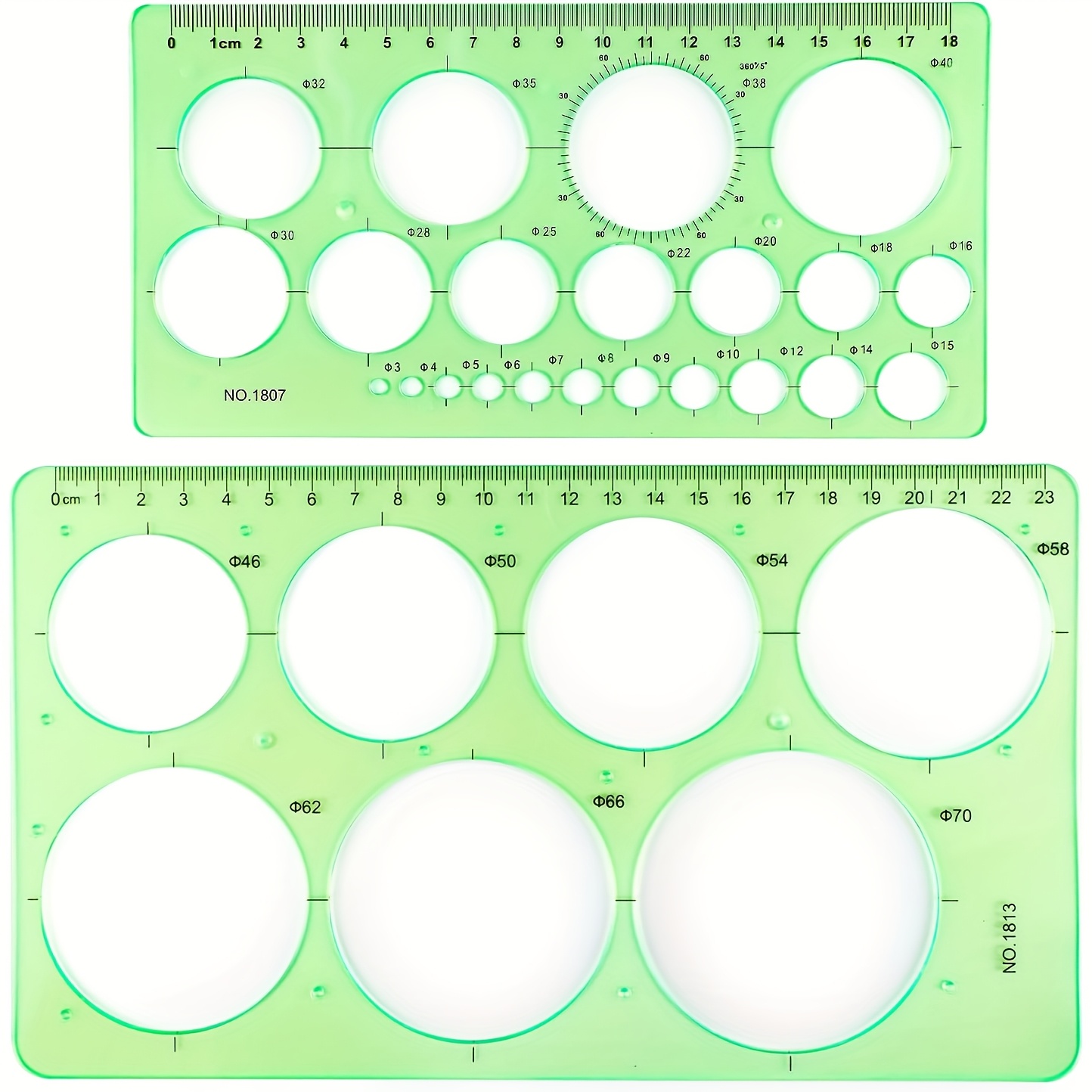 

2pcs Acrylic Drawing Templates With Ruler - Transparent Geometric Rulers For Drafting And Painting, Circles, Ideal For School And Office Supplies