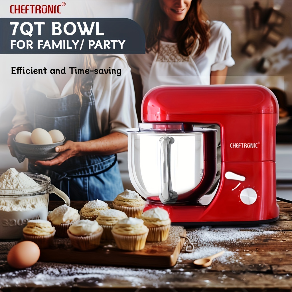 Electric Stand Mixer 7QT 650W 6 Tilt Head Dough Mixers Bread Mixer with Dough Hook Whisk 2Beaters Splash Guard for Baking Bread