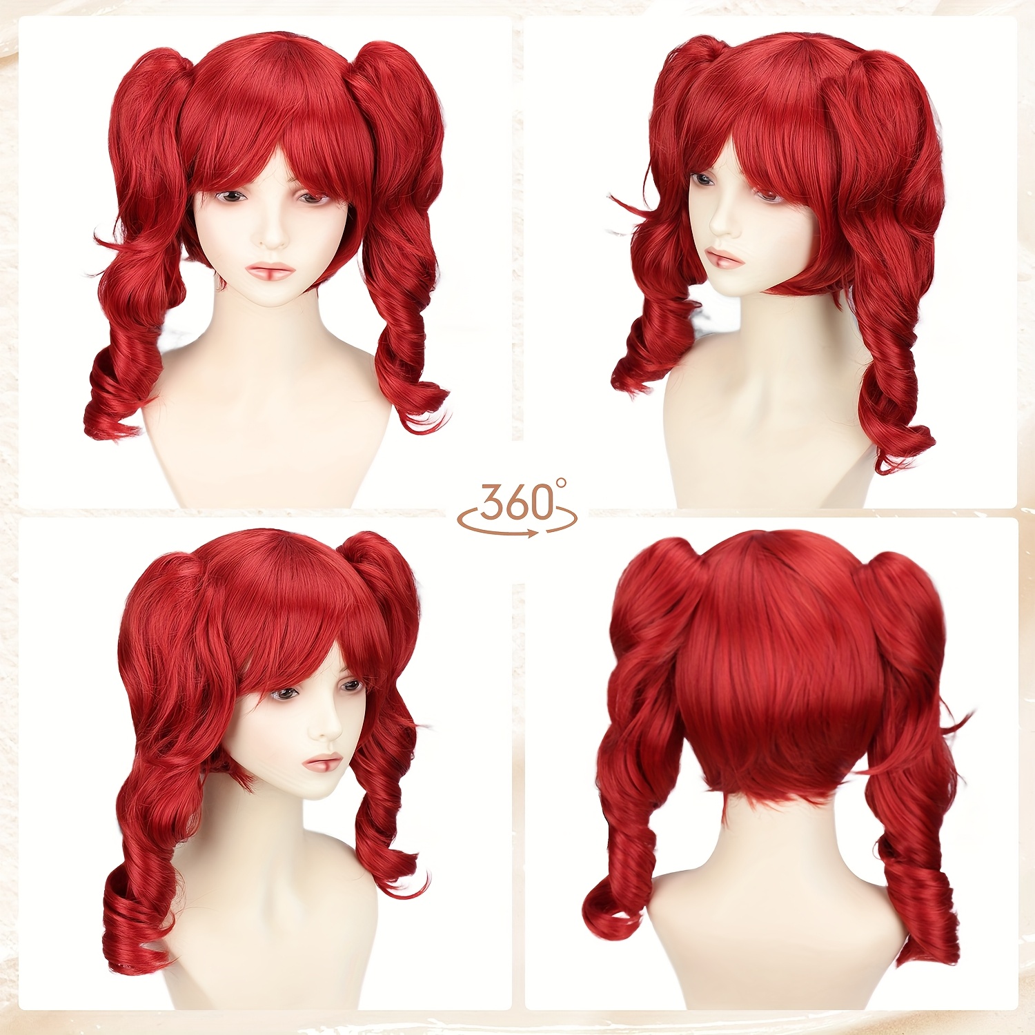 womens heat resistant synthetic fiber curly red wig with blonde roots   style hair   costume for halloween circus cosplay comfortable   wavy   vibrant   versatile for themed parties casual attire ideal for   inspired looks suitable for all beige tones durable   anime cosplay perruque cosplay perruque halloween cosplay women halloween costume women Product details 2