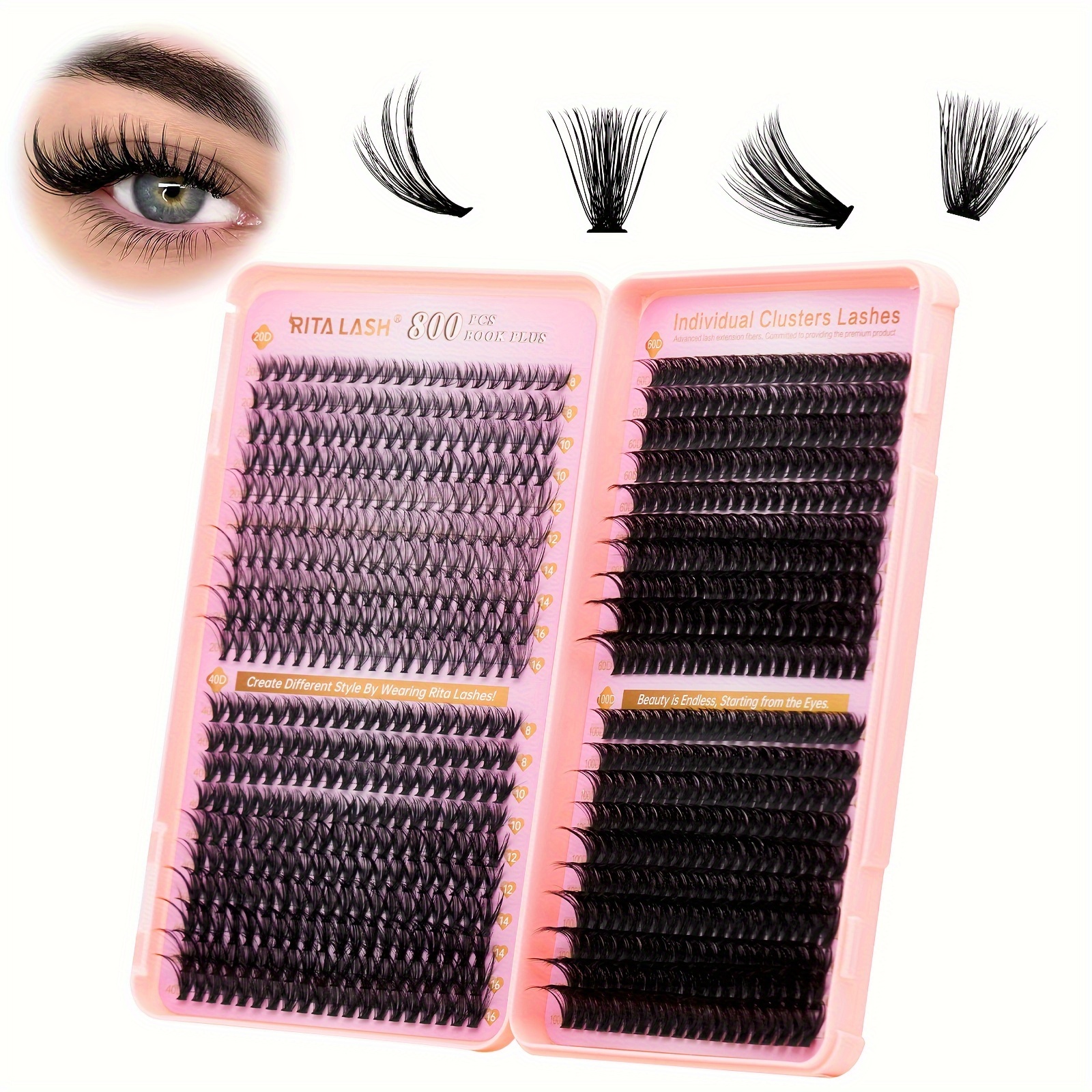 

Ritalash 800pcs D Mixed Lengths Individual Cluster Lashes - Diy At Home Eyelash Extension Kit, Unscented Natural Look Lash Clusters, Easy To Apply