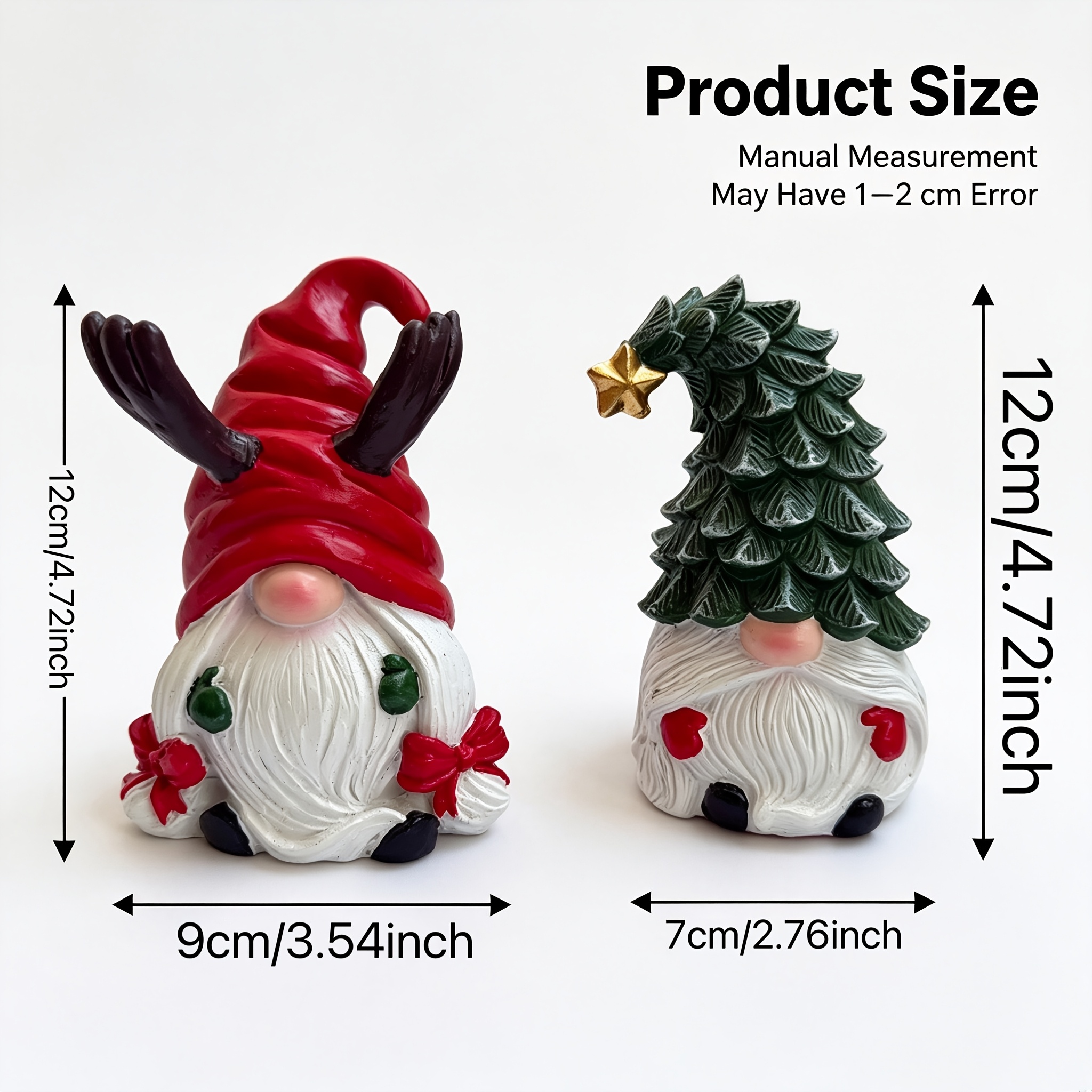 TEMU 2pcs 2pcs Miniature Resin Tale Gnome & Deer Figurines - Suitable For Christmas Tree, Fireplace Mantel Decorations, Tabletop Statues With Dwarf
