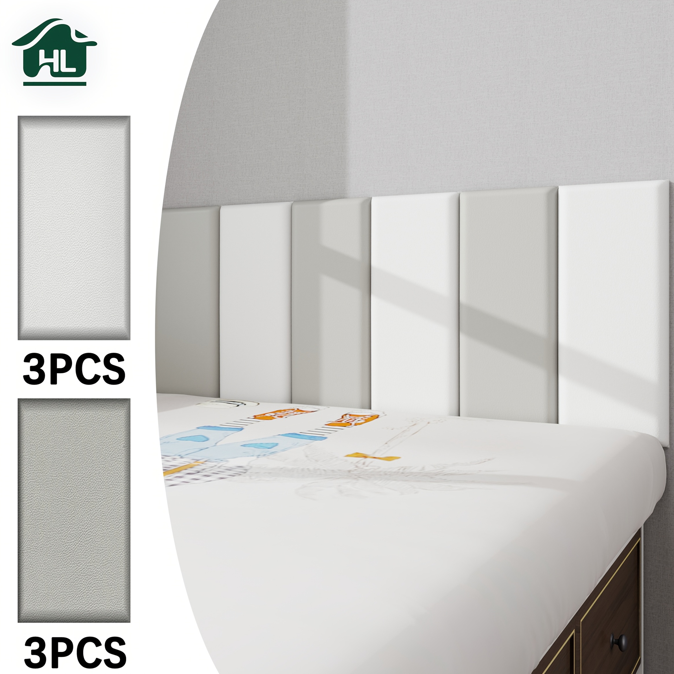 6pcs Monochrome/Color-Block Combination 3D Self-Adhesive Headboard, Faux Leather Surface with a Premium Feel, Inner Vinyl Foam Sponge for Softness and Comfort, No Drilling Required, Peel-and-Stick, Removable, Waterproof, Easy to Clean