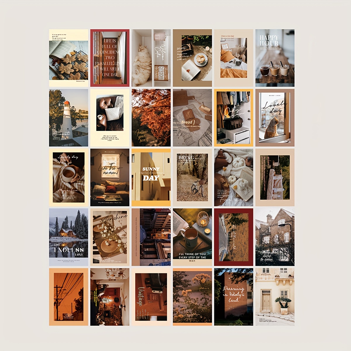 Image of 30pcs Postcards Documenting Landscapes, Warm Colors, Bedrooms, Living Rooms, Dorm Wall Decorations, Gifts From , Must-haves For The Back-to-