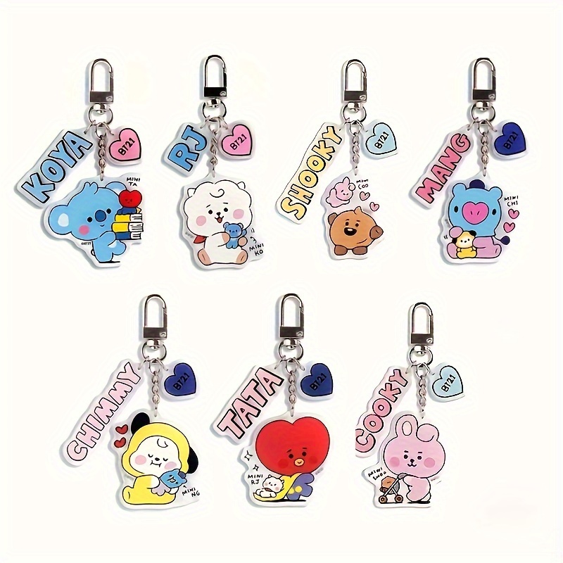 

1pc Cute Cartoon Animal Keychain Double-sided Acrylic Key Chain Ring Bag Backpack Charm Phone Pendant Earbud Case Accessories Women Girls Gift
