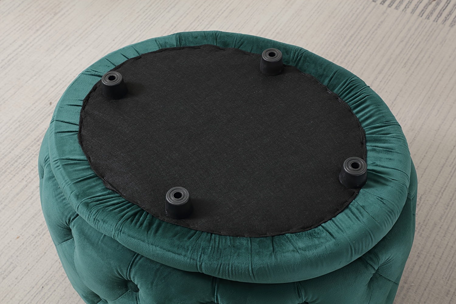 oval storage ottoman button tufted footrest stool for living room Product details 4