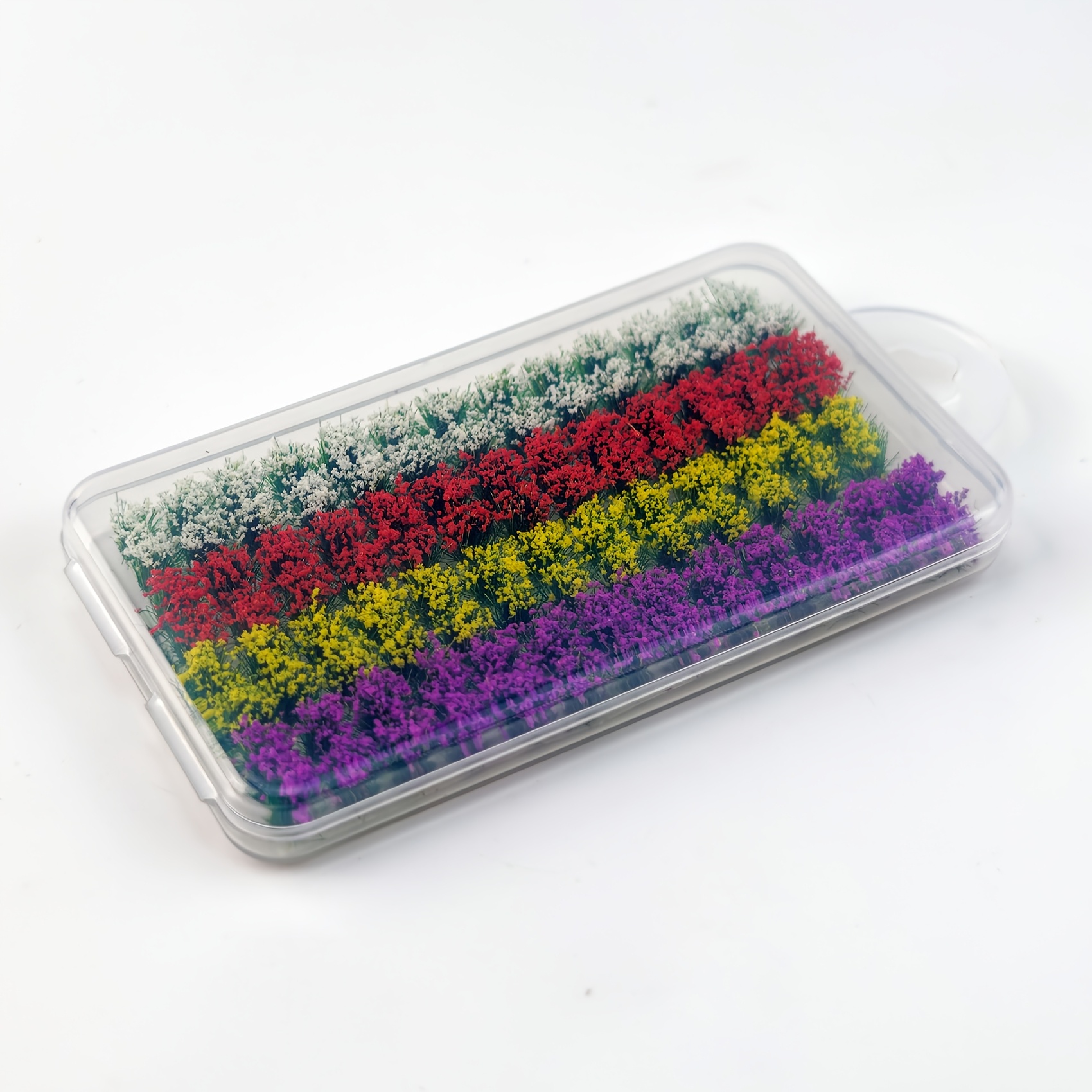 TEMU 104 pezzi Misti 4 Colori Cespugli Mini Fiori Artificiali Gruppi, Micro Paesaggio per Layout Militare , Diorama Militare, , Basi in Miniatura e