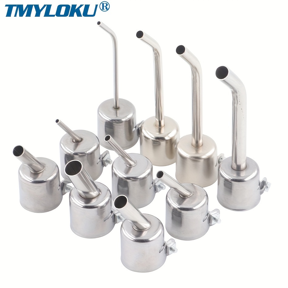 

Stainless Steel Nozzle Set For Hot Air , 850 Series, Sizes (4mm/5mm/6mm/8mm Long Bend, 3mm/4mm/5mm/7mm/8mm/10mm Short Angle), For Straight Bar Diameter Up To 22mm, Soldering Station Accessories