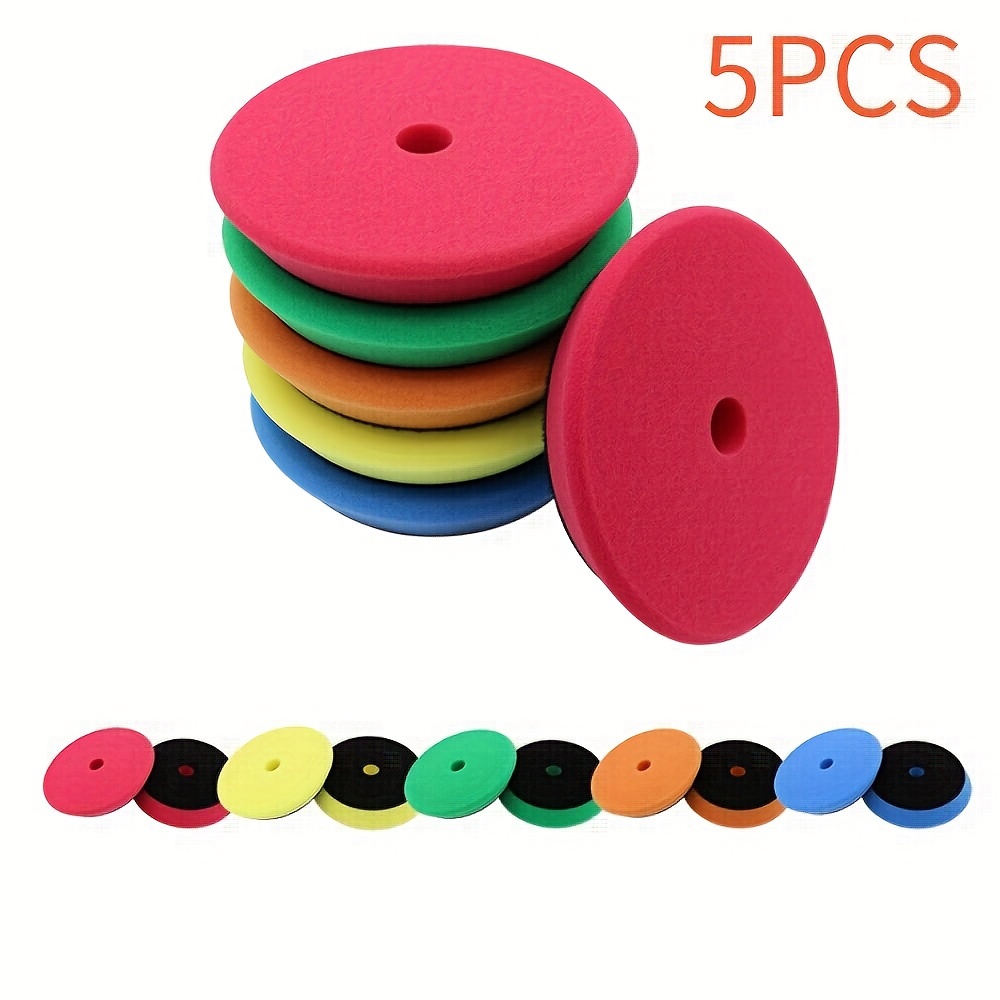 

5pcs Car Polishing Pad Set - 6" Fit, Thick To Fine Grits For Waxing & Buffing, Compatible With Most Polishing Machines