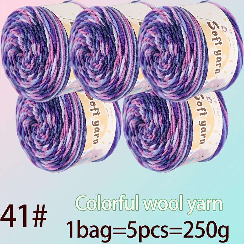 TEMU 1 Bag = 5pcs High-quality Gradient Cake Yarn Skeins, Medium-chunky Weight, For Hand-knitting Scarves, Sweaters, And Blankets. Tie-dyed With