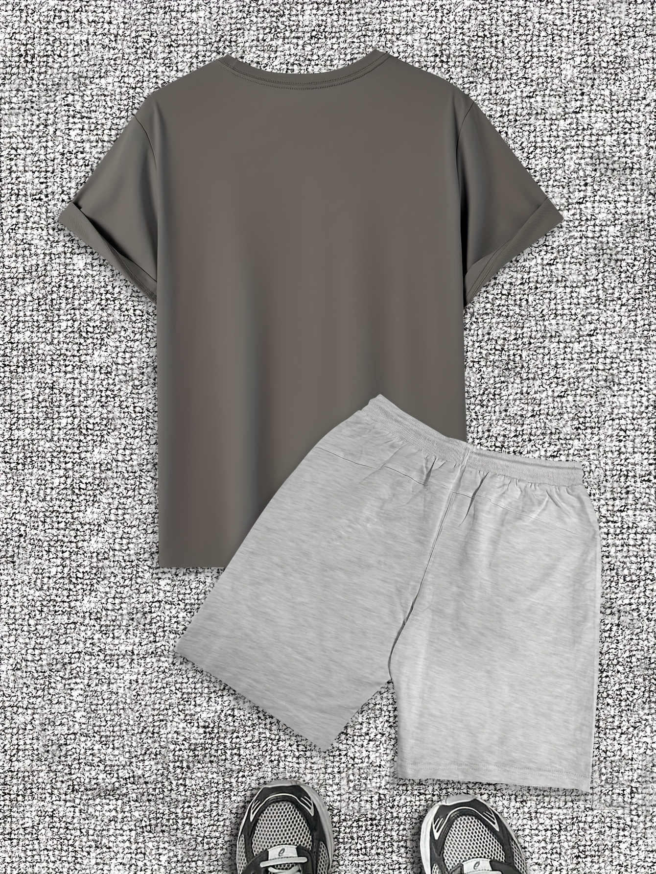 Men's Coffee Signal Pattern Short Sleeve T-Shirt Shorts Casual Set