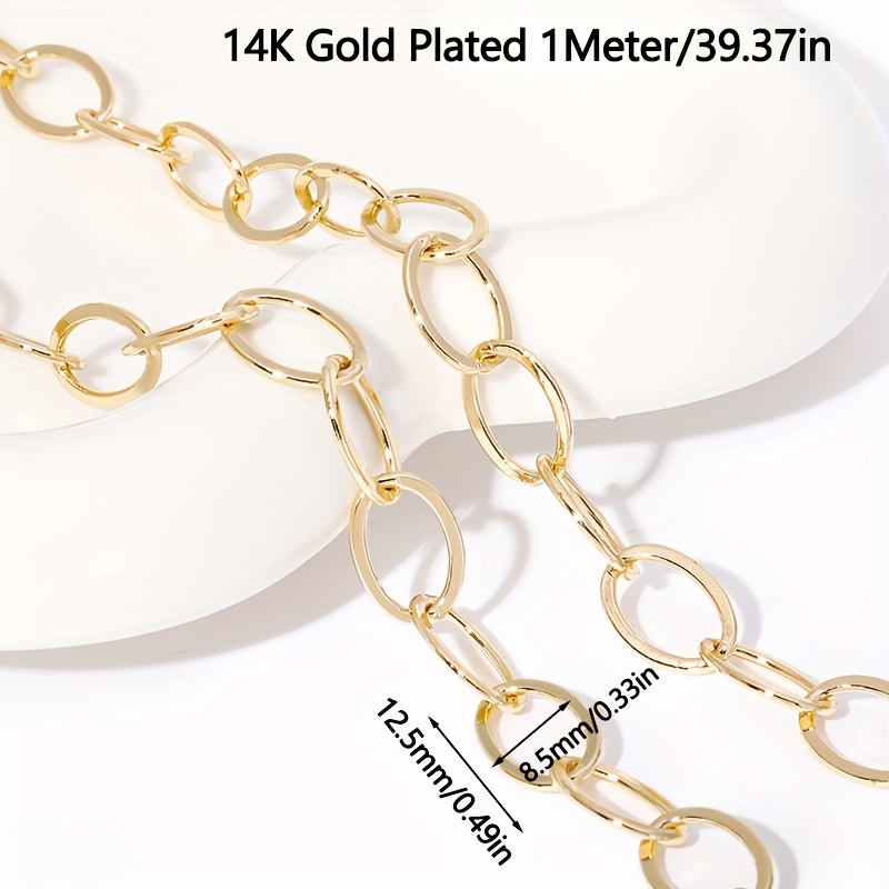 TEMU 6 Styles de Matériaux de Fabrication de Bijoux Tendance de Grande Taille Plaqué Or 14K, Ajouts de Haute Qualité pour et Bracelets Main
