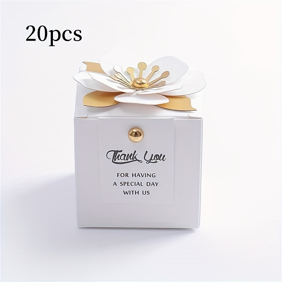 TEMU Lot de 20 boîtes à bonbons de mariage de style et européen, souvenirs de mariage créatifs, boîte à bonbons avec petites fleurs fraîches, cadeau