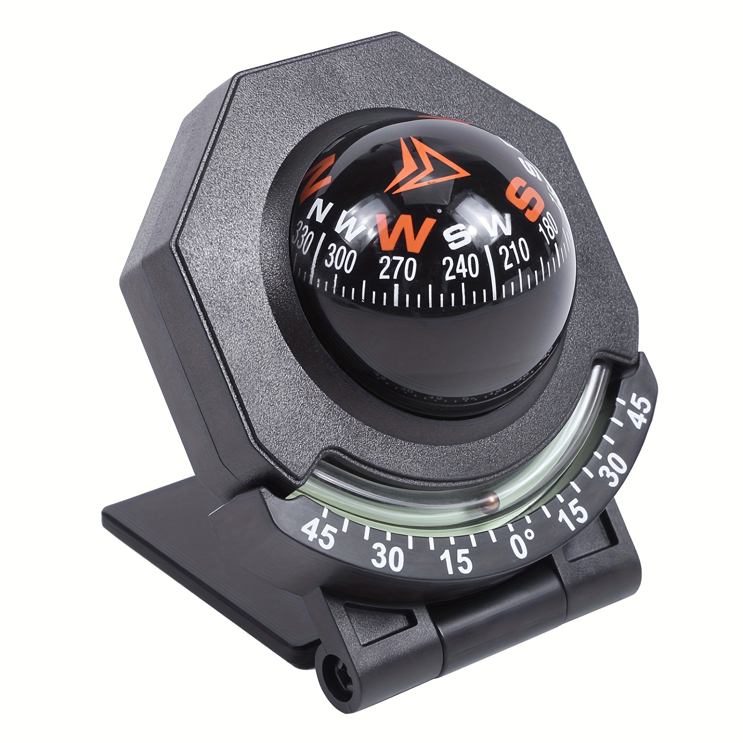 TEMU High-precision Compass With Slope Meter - Self-adhesive, Foldable Design For Cars, Trucks & Boats