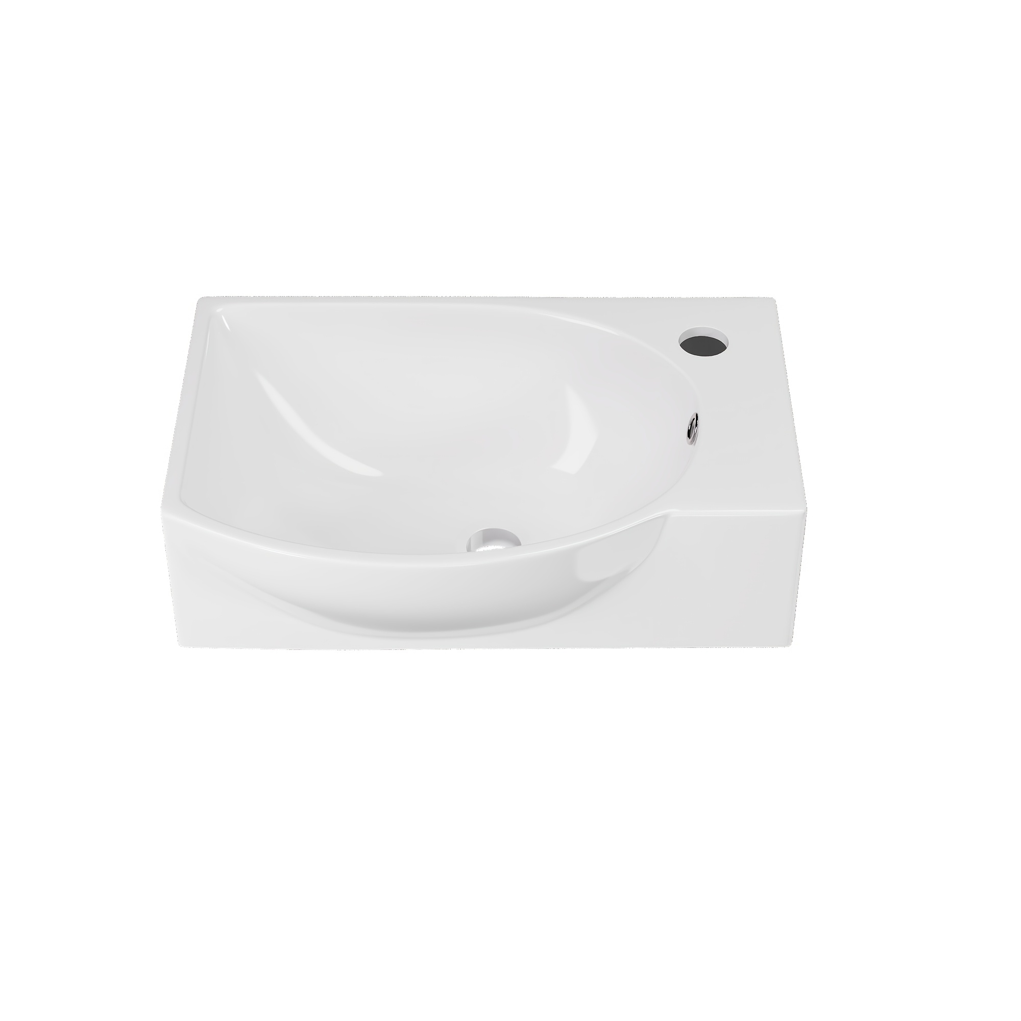 Deervalley Wall Mounted Basin 40 X 28cm, White Wall Hung Bathroom Sink, Small Wash Basin With Tap Hole And Overflow, Space Hand Wash Sink, Basin For Small Bathroom, Guest Wc And