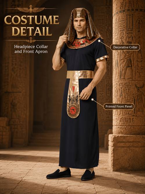 set costume da egiziano antico per adulti , , copricapo, decorativo, cintura in vita, pannello frontale per halloween, travestimento, cosplay, carnevale, festa a tema, teatrale