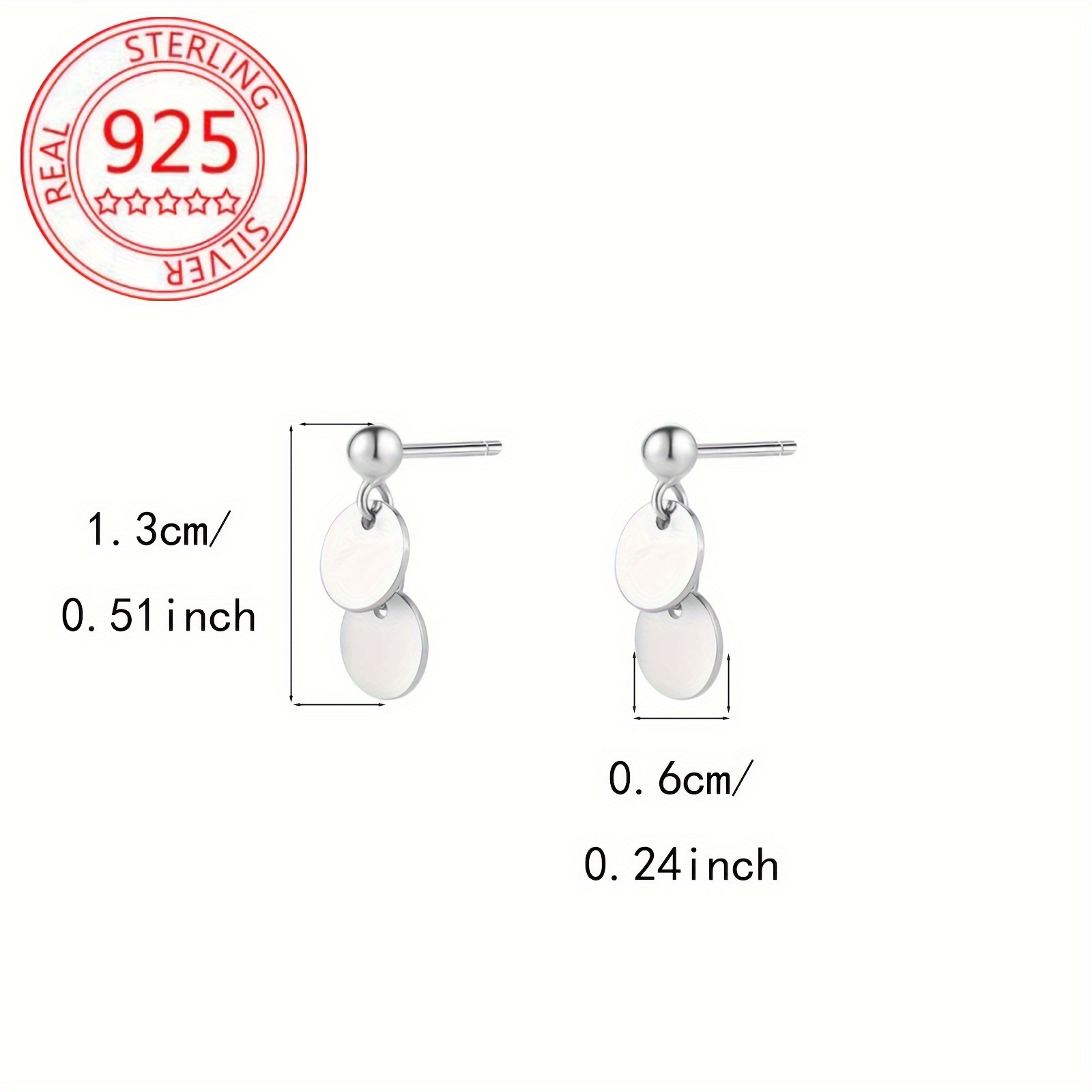 925 Silver Mini Round Disc Stud Earrings Lightweight Versatile