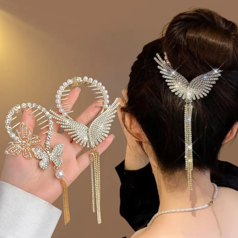 4pcs elegant tassel metal hair clips stylish and delicate hair accessories suitable for daily casual wear parties etc perfect gift headwear Product details 3