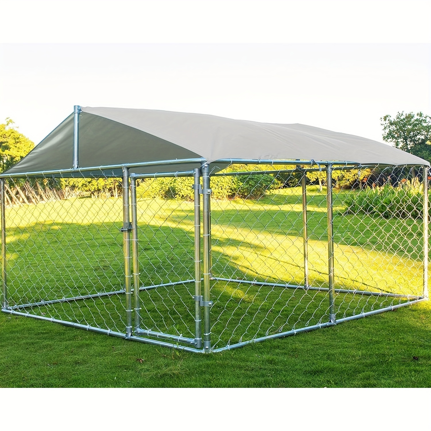 

Titimo Large Outdoor Dog Kennel, Heavy Duty Dog Kennel With Water&uv-resistant Proof, Galvanized Pens Outside Dog House For , Playpen (90" L X 90" W " H)