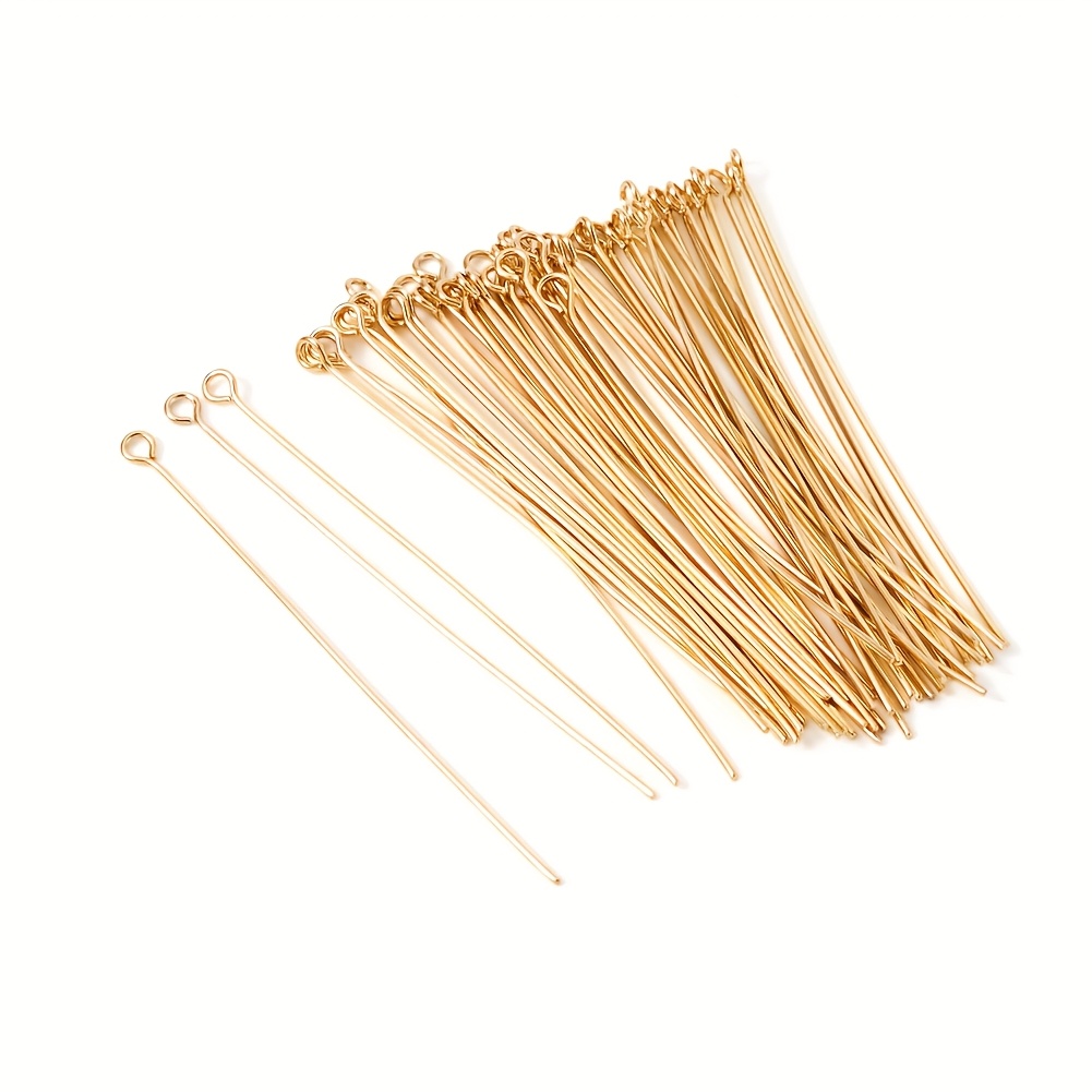 TEMU 50 Piezas de Pasadores de Ojo de Acero Inoxidable 304, Accesorios Ideales para Hacer Joyería, 50mm, Agujero: 2mm, Pasador: 0.6mm