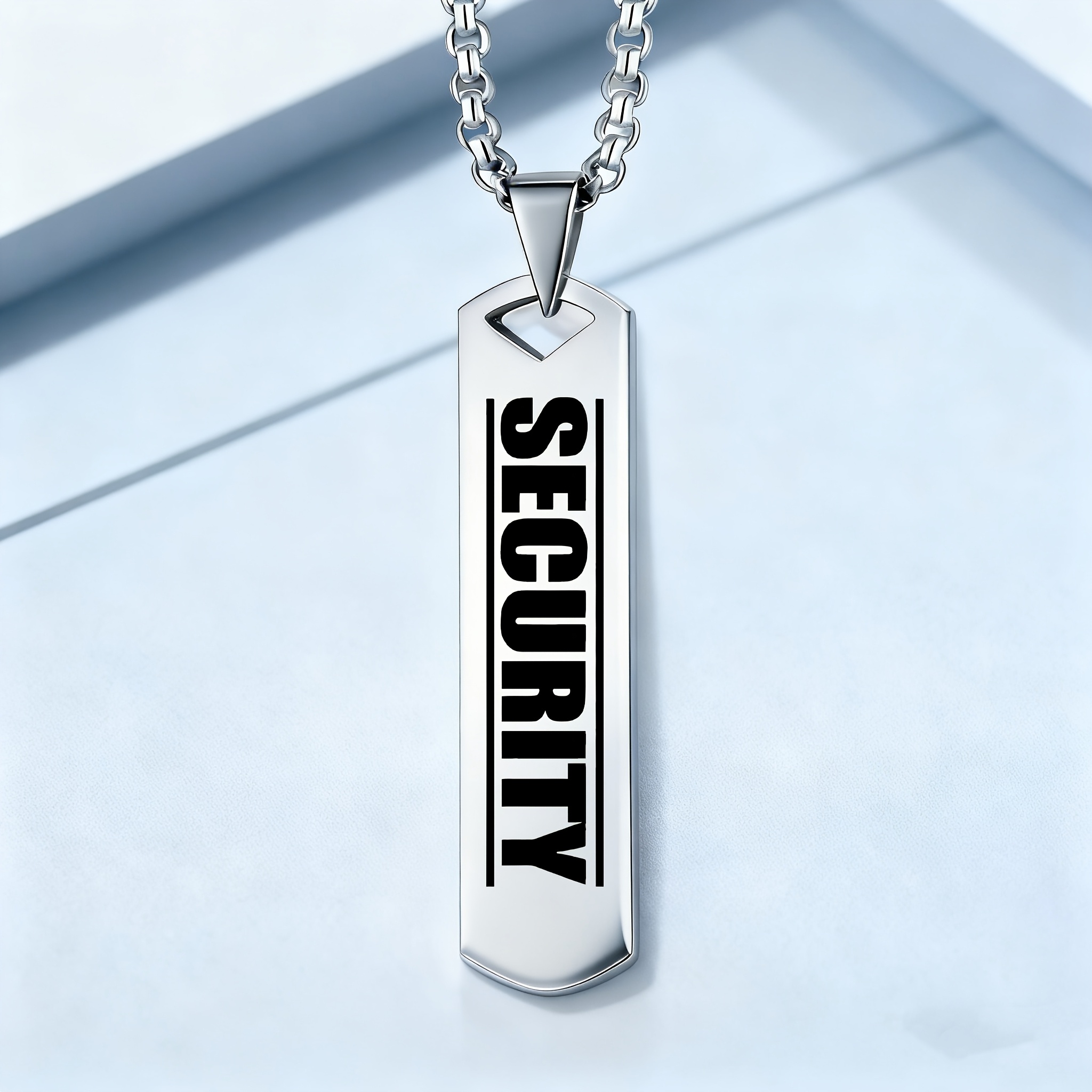 "SECURITY" Bold Letter Design Pendant Necklace