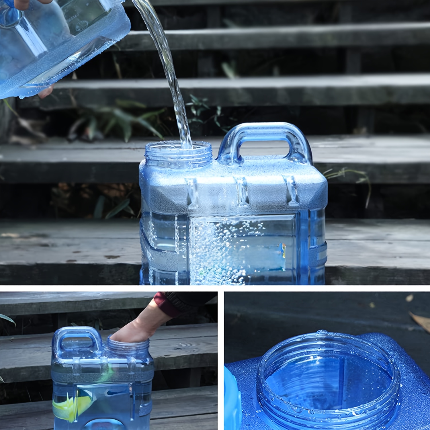 1pc Portable Water Jug with Faucet - Ideal for Camping, Road Trips, Hiking - Pure Mineral Water Storage Container, 0.79-7.39 Gallon, Blue, PE Material, Perfect for Labor Day/Independence Day Outdoor Leisure