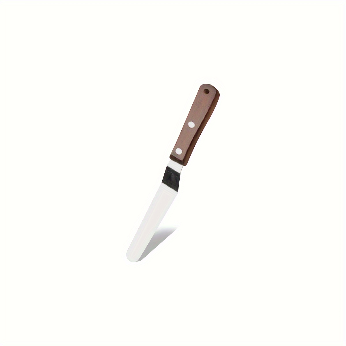 Image of 1pc Offset Cake Icing Spatula, 4/6/8/10" Professional Stainless Steel Cake Decorating Frosting Spatulas With Wooden Handle (angled)