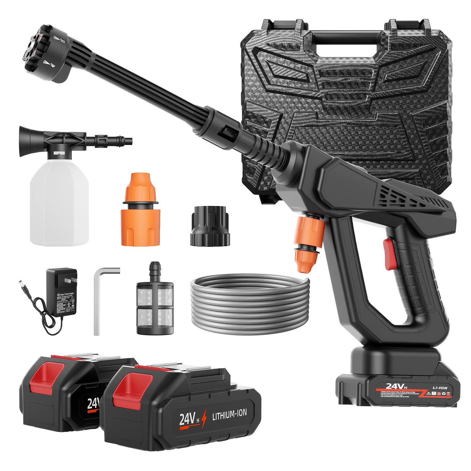 Cordless Pressure Washer, Portable Cleaner With 2 Batteries, Guns, 6-in-1 Nozzle, Tool Box And Accessories Kit For Car Washing, Garden, Driveway, Patio And Outdoor Cleaning
