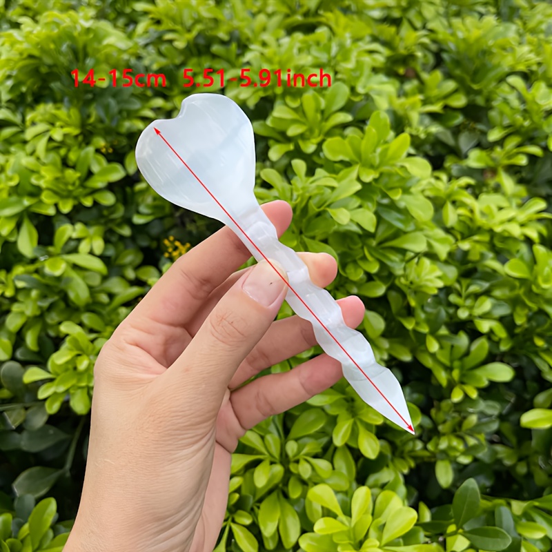 TEMU 1pc Selenite Heart Hand Carved Spiral Heart-shaped Scepter