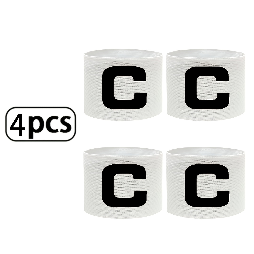 E-shop 4er-Pack Robuste Fußball Armbänder | Verstellbare Elastische Polyester Bänder mit Buchstabe 'C' - Gemischte Farben, Ideal für Spiele und