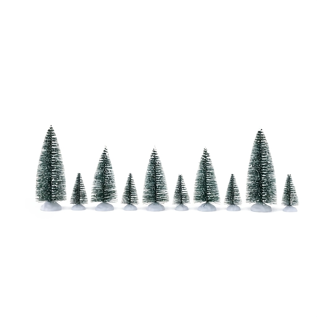 TEMU 10pcs Set - Mini Artificial Christmas Trees (3 : 5.3inch, 4inch, 2.36inch). Decorating Small Spaces Or Festive Scenes. Ideal For Indoor And