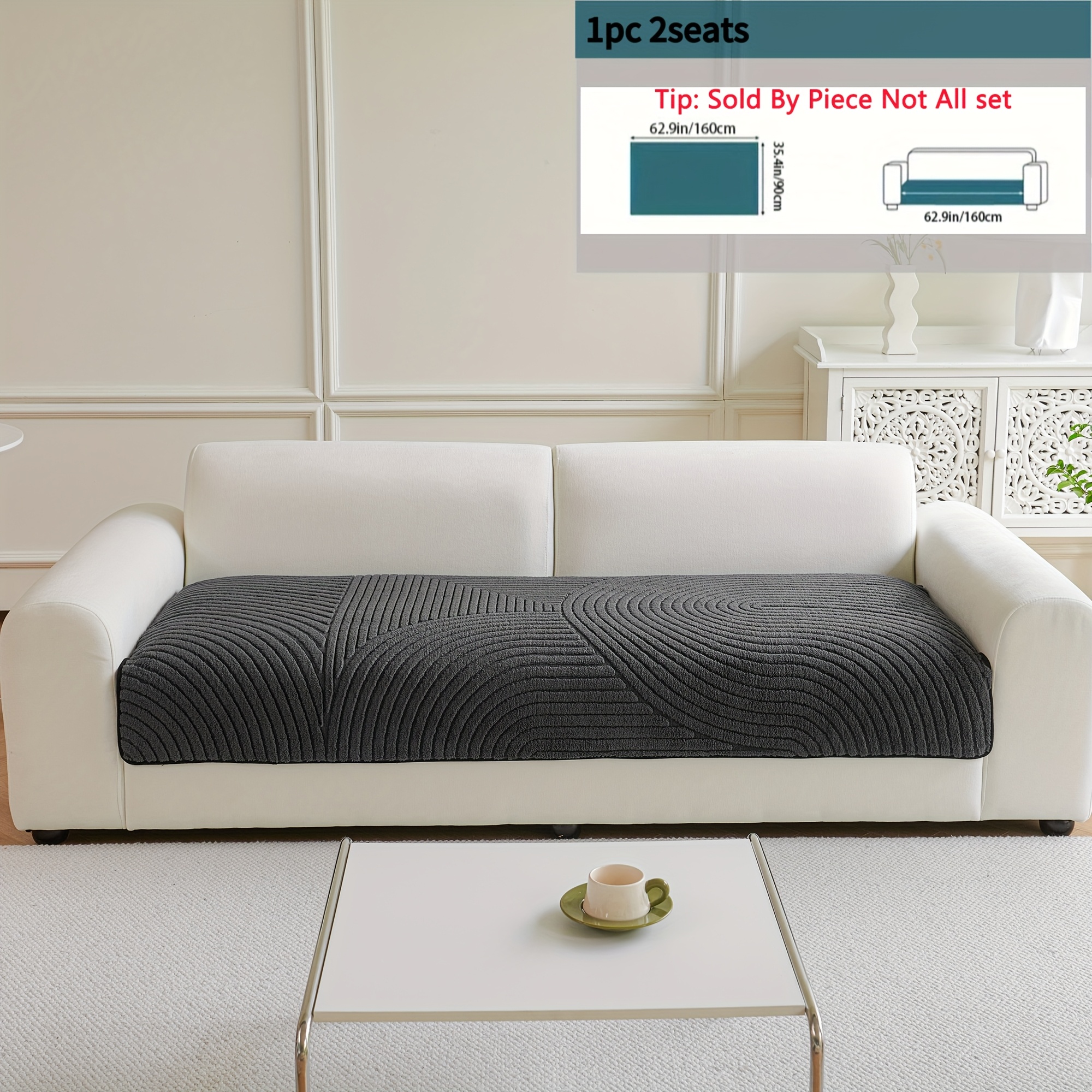 TEMU 1pc Bohemian Style Thick Plush Sofa Cover, Quilted , Non-slip, Universal, Machine Washable, Pet-friendly, Soft Plush Fabric - Perfectly Suitable