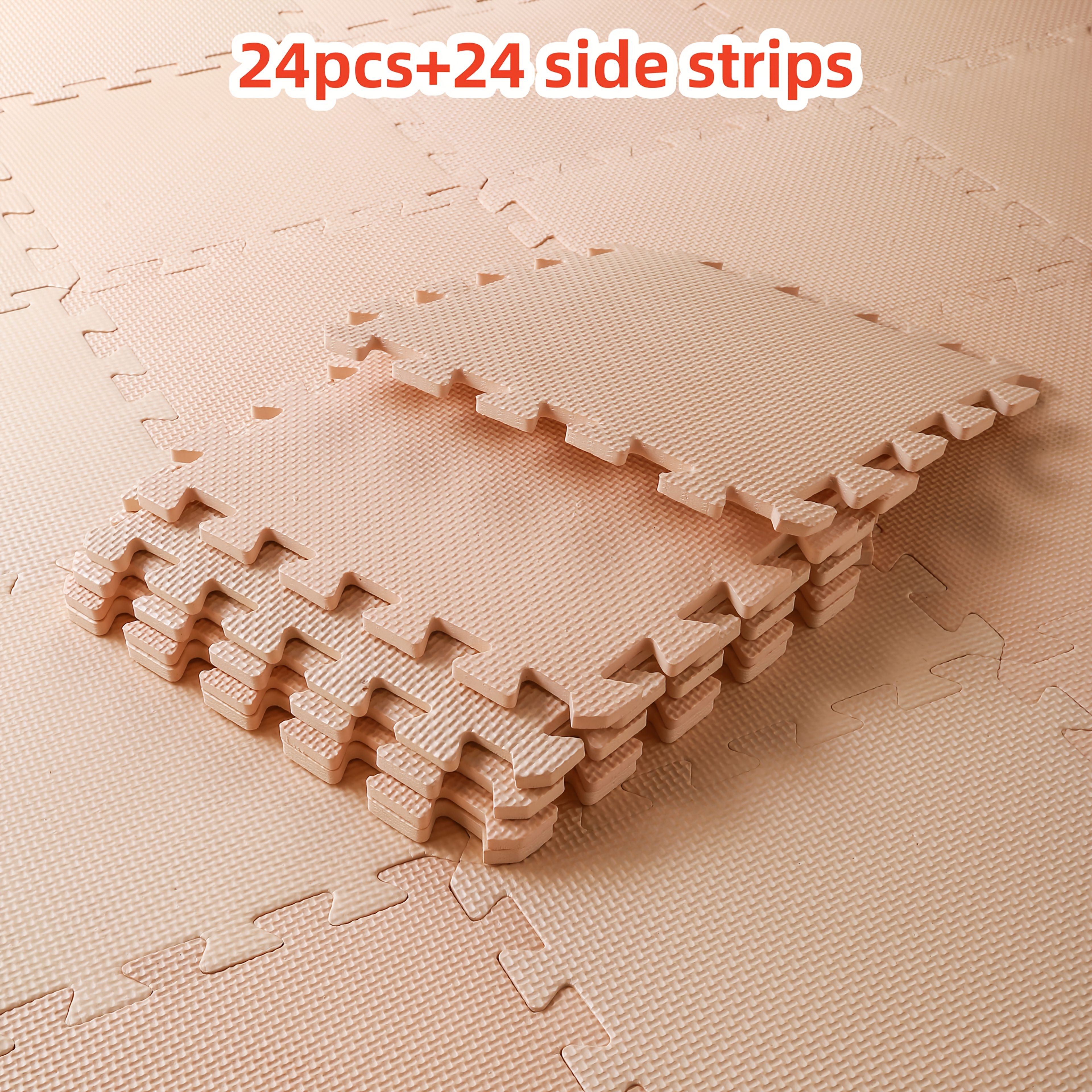TEMU 24 tapis de fitness imbriqués en EVA + 24 bandes de bordure, mesurant 30 cm de longueur, 30 cm de largeur et 1 cm de hauteur, disponibles en 11