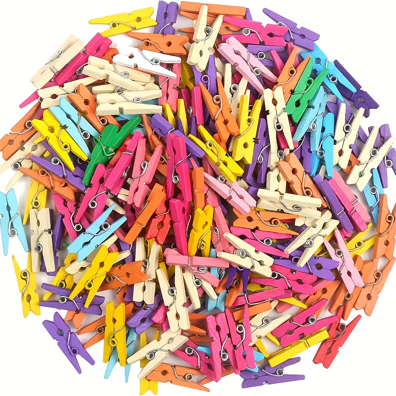 

30-pack Mini Wooden Clips In Assorted Colors - Decorative Clothespins For Photos, Crafts, And Diy Projects - Reusable Log Material