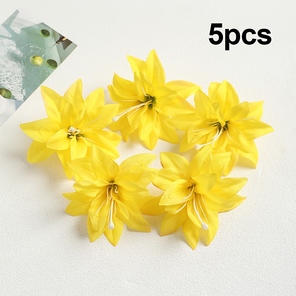 TEMU 5/9pcs Fleur artificielle multicolore, 4.92 pouces, et tendance pour pince à cheveux à , Ornement de plage d'été, Décoration intérieure